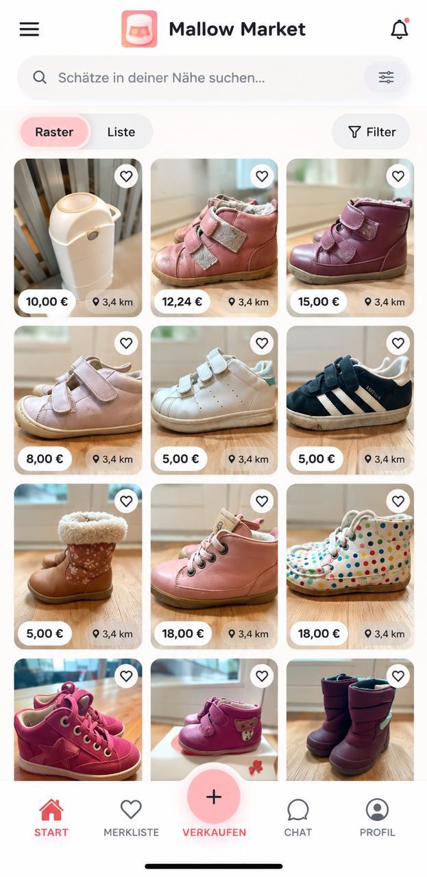 Startbildschirm der Mallow-Market-App mit Angeboten in der Nähe